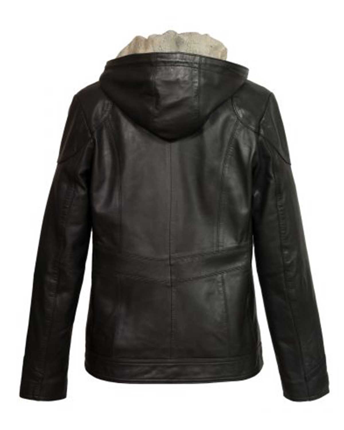 Women’s Black Hooded Leather Jacket