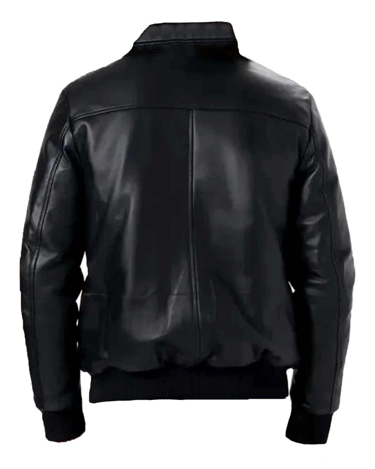 Men’s Black Bomber Style Leather Jacket