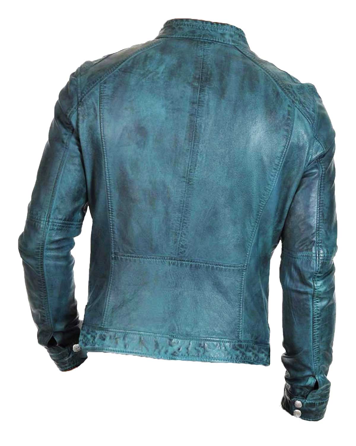 Men’s Waxed Green Motorcycle Leather Jacket