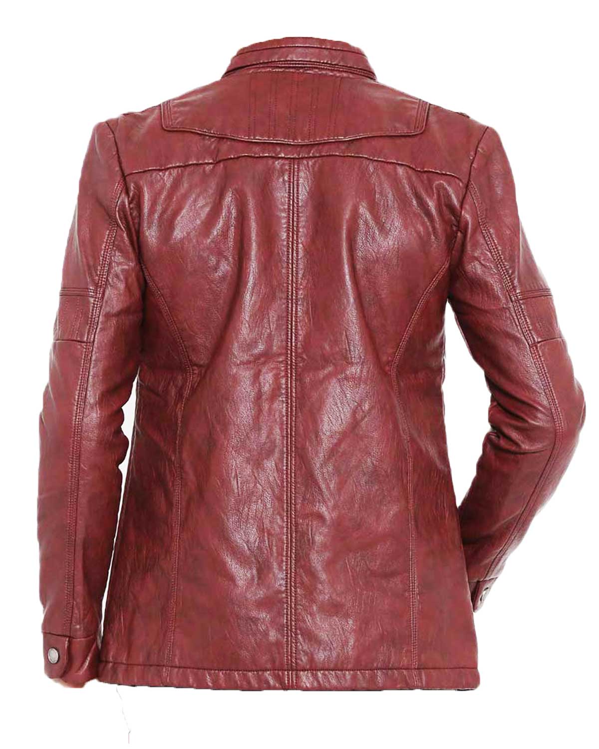 Men’s Casual Wear Slim Fit Style Burgundy Faux Leather Jacket