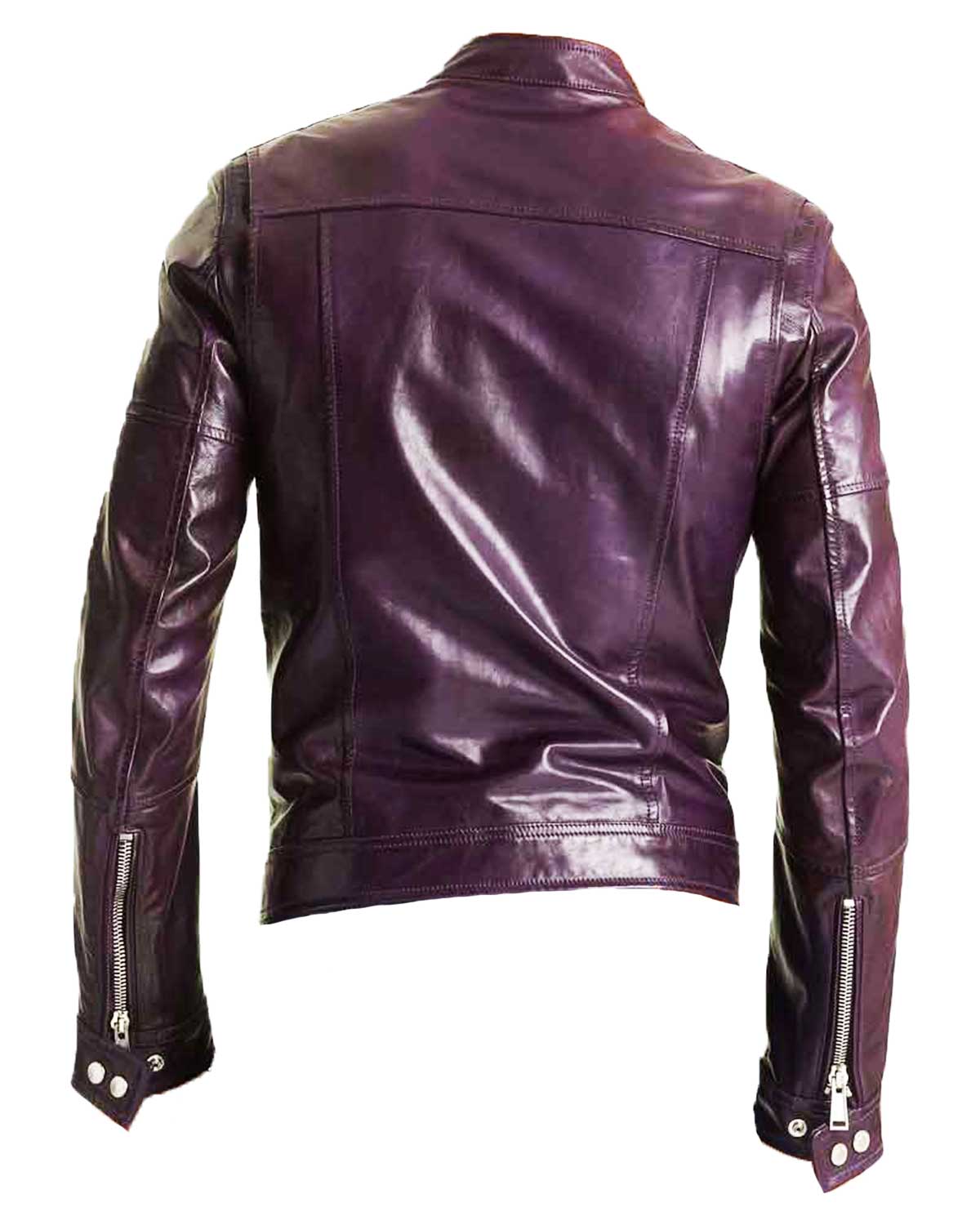 Men’s Motorcycle Casual Wear Faux Leather Purple Jacket