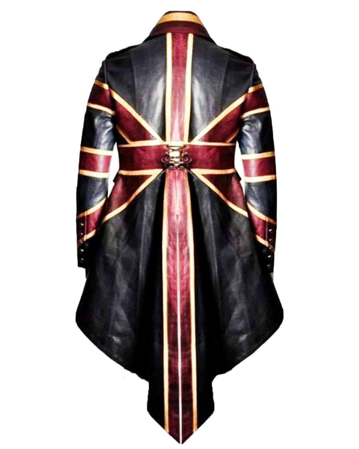 Mens Vintage Union Jack Tail Leather Coat