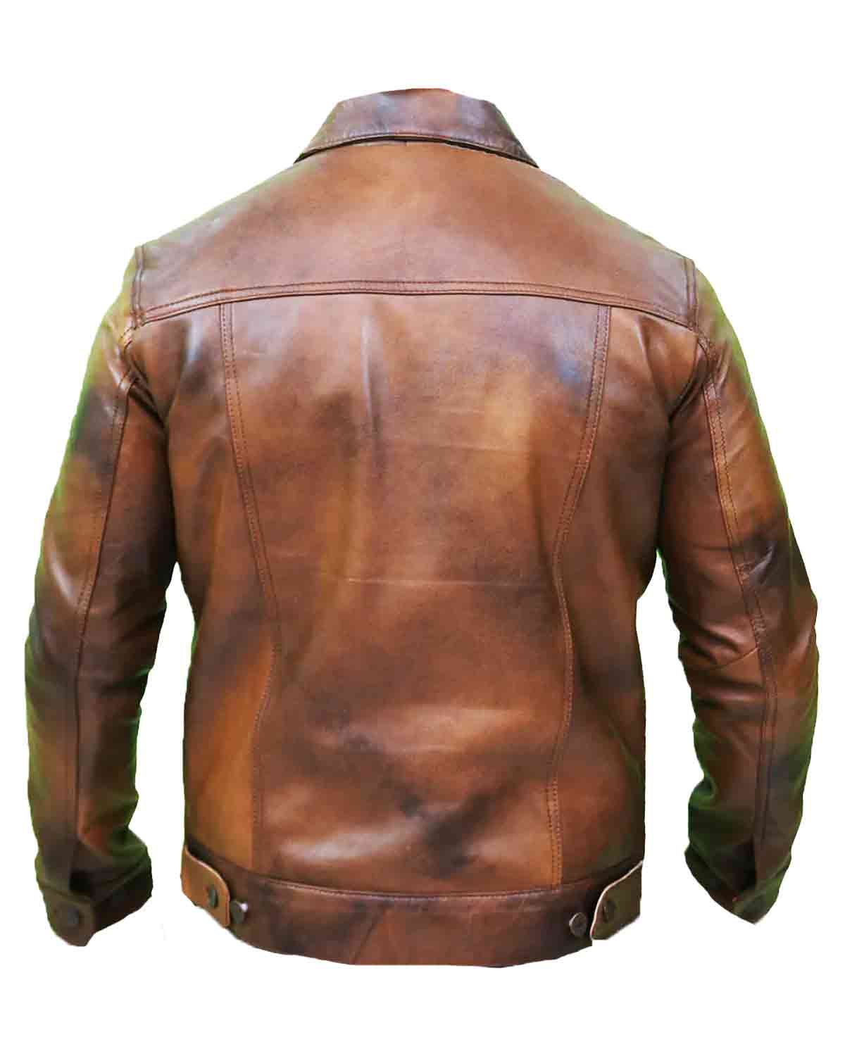 Men's Vintage Classic Leather Trucker Jacket