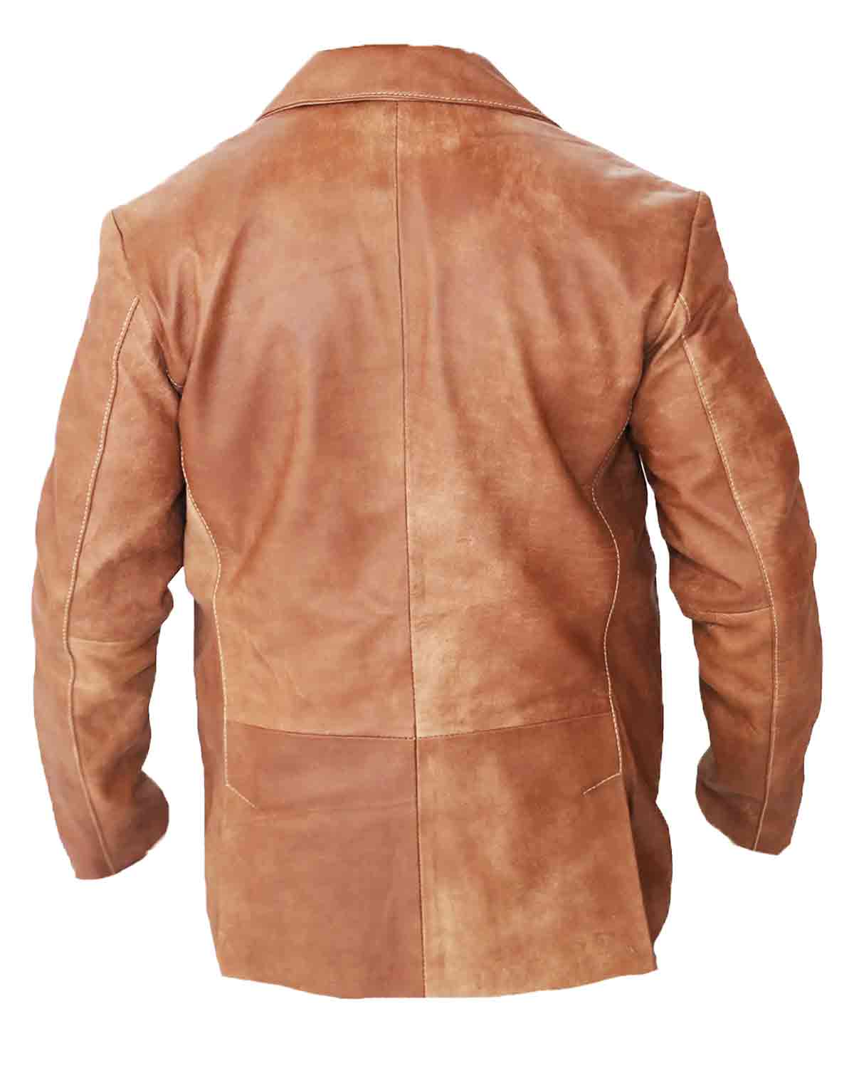 Men's Fashion Brown Leather Blazer Coat