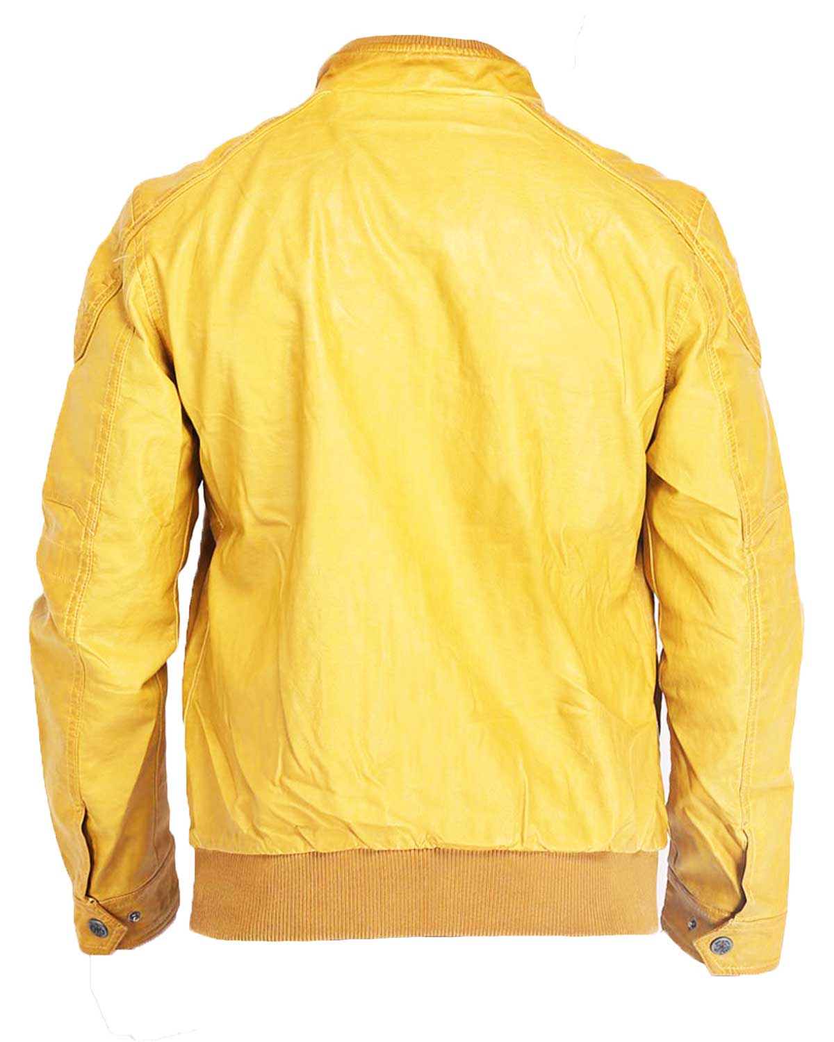 Men’s Mustard Yellow Bomber Leather Jacket