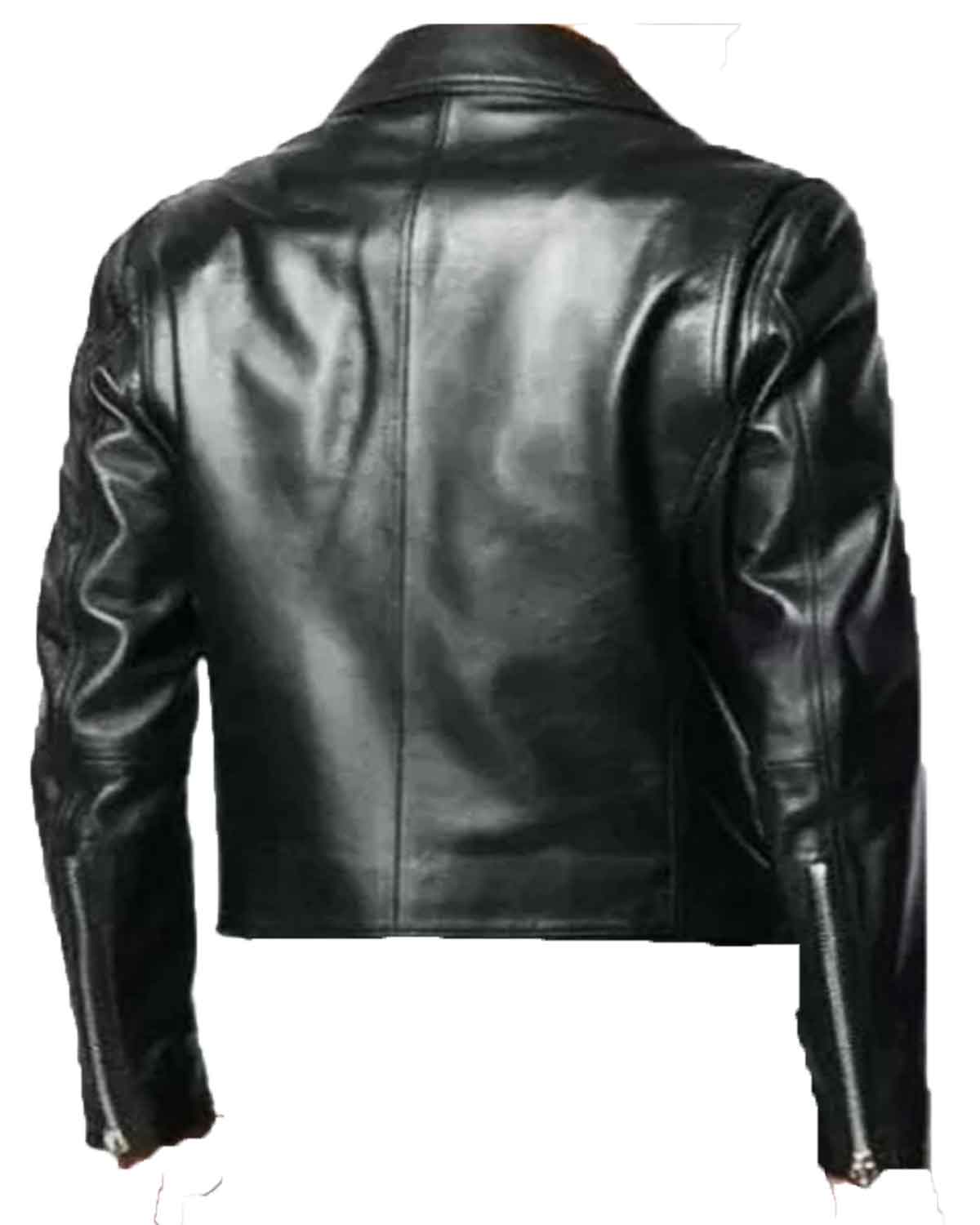 Men's Black Double Zipper Motorcycle Leather Jacket