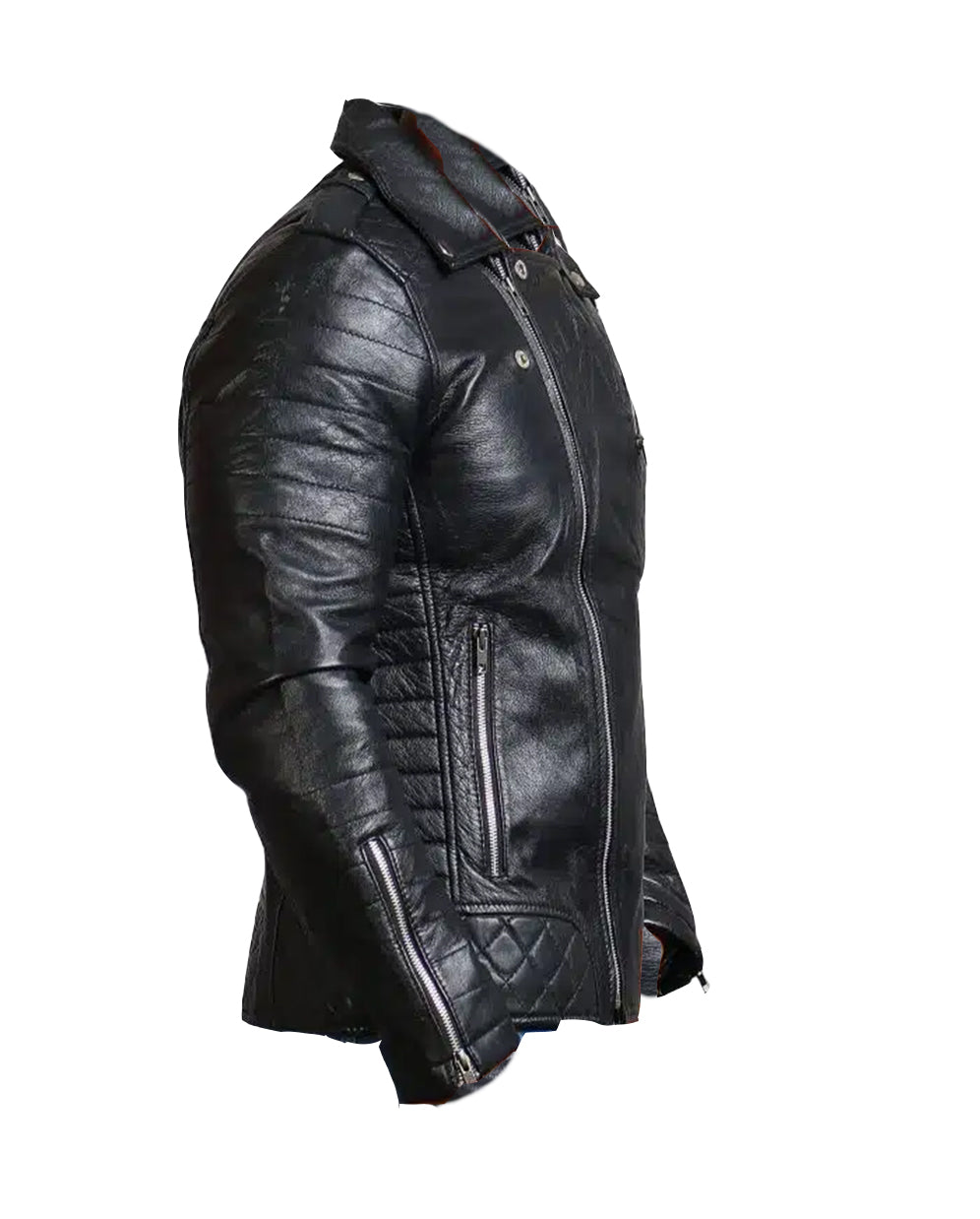 Boda Black Men Cowhide Biker Leather Jacket