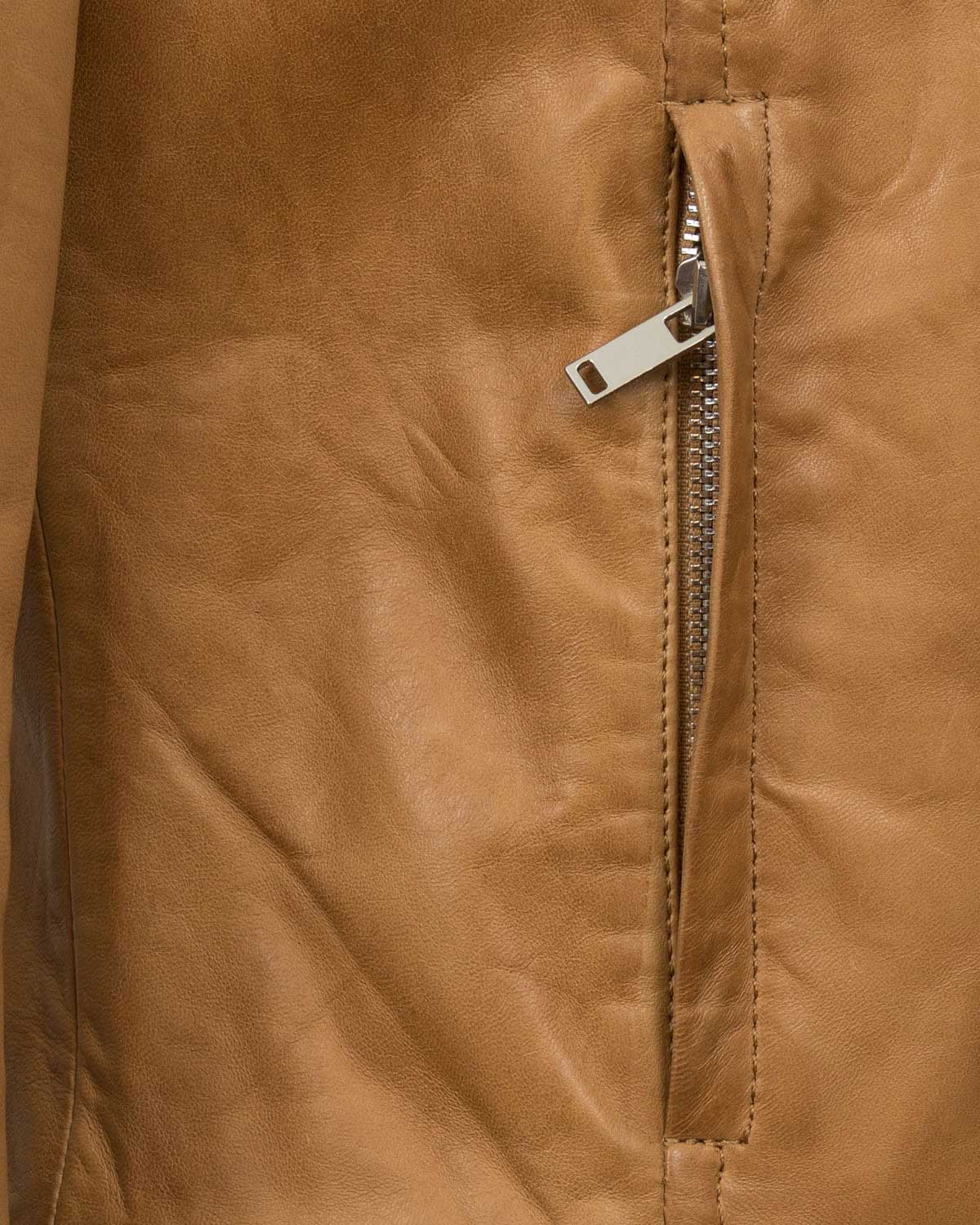 Women’s Motorcycle Gear V Neck Casual Tan Leather Biker Jacket