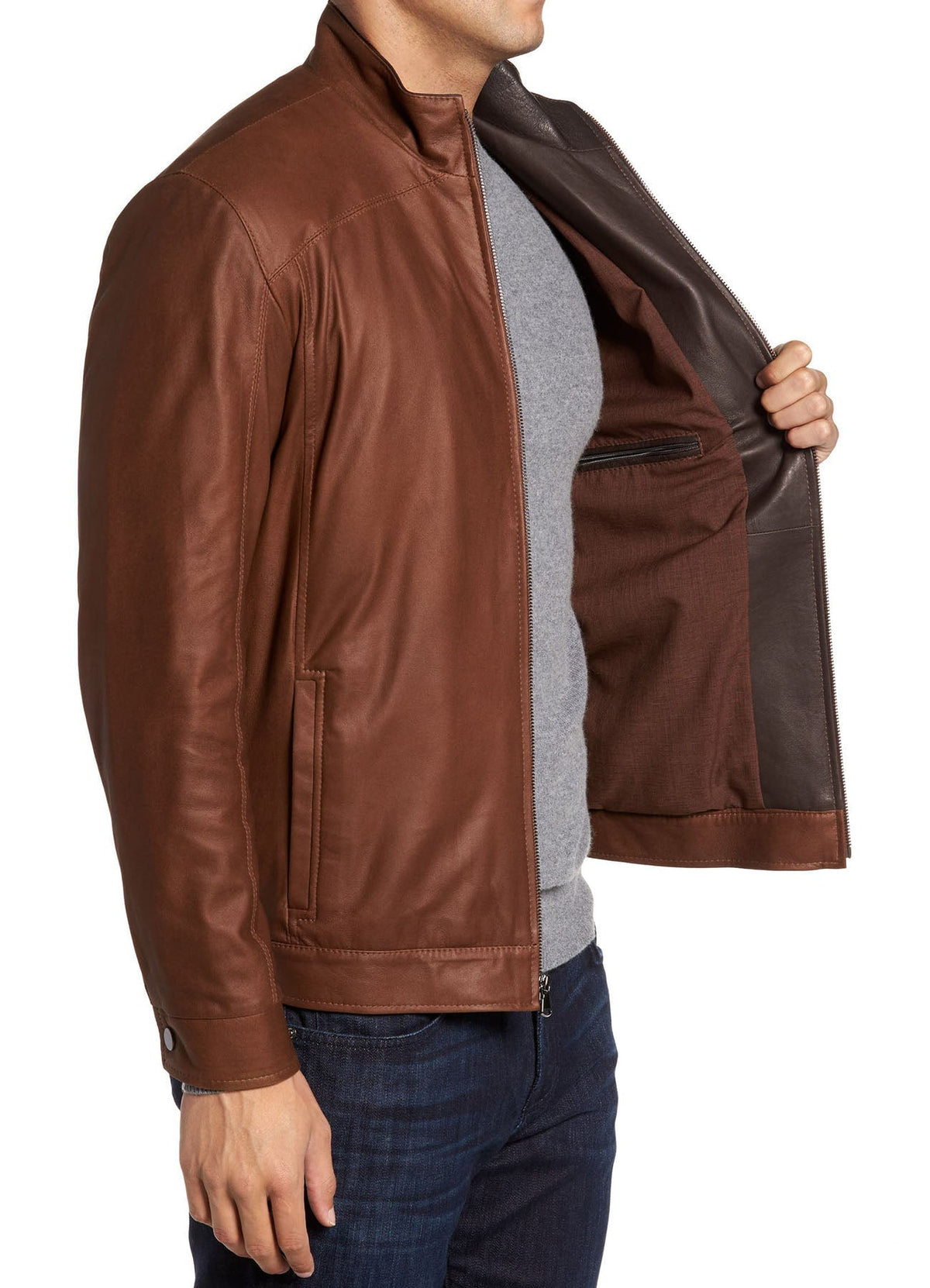 Mens Iconic Brown Lambskin Leather Jacket