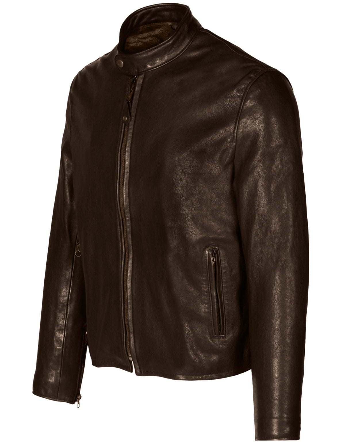 Lightweight Vegetable-Tanned Lambskin Cafe Racer Jacket