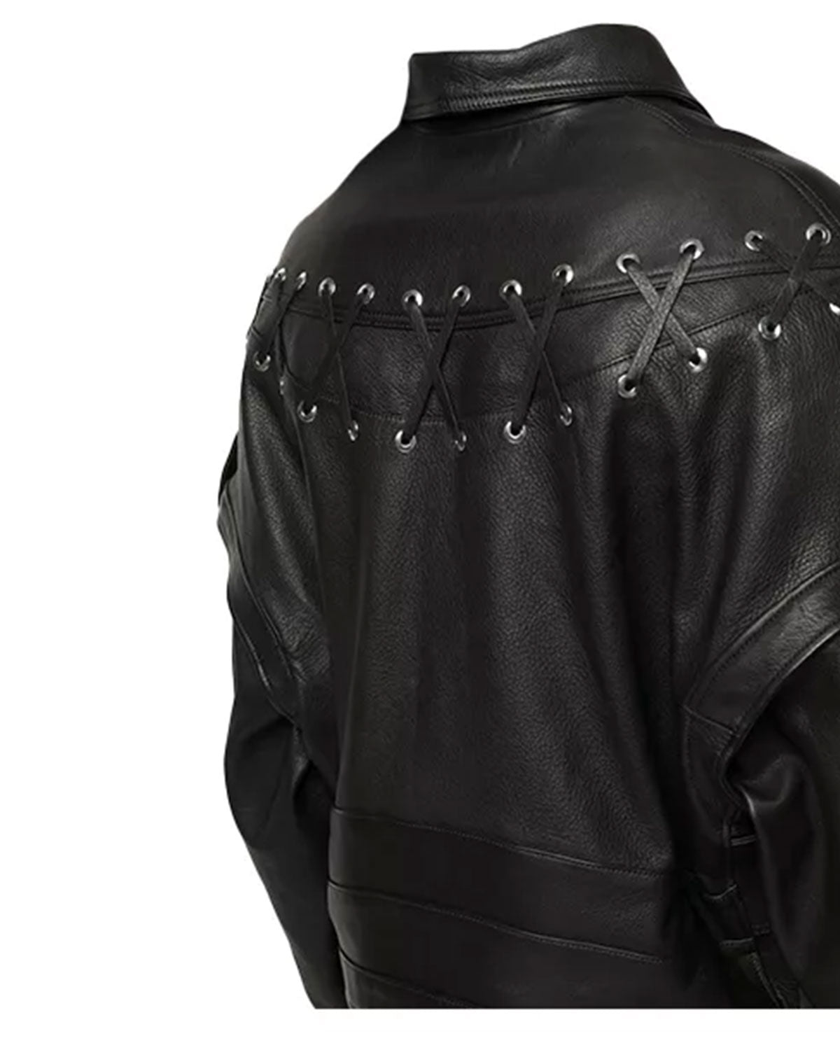 Womens Black cropped leather Biker Jacket