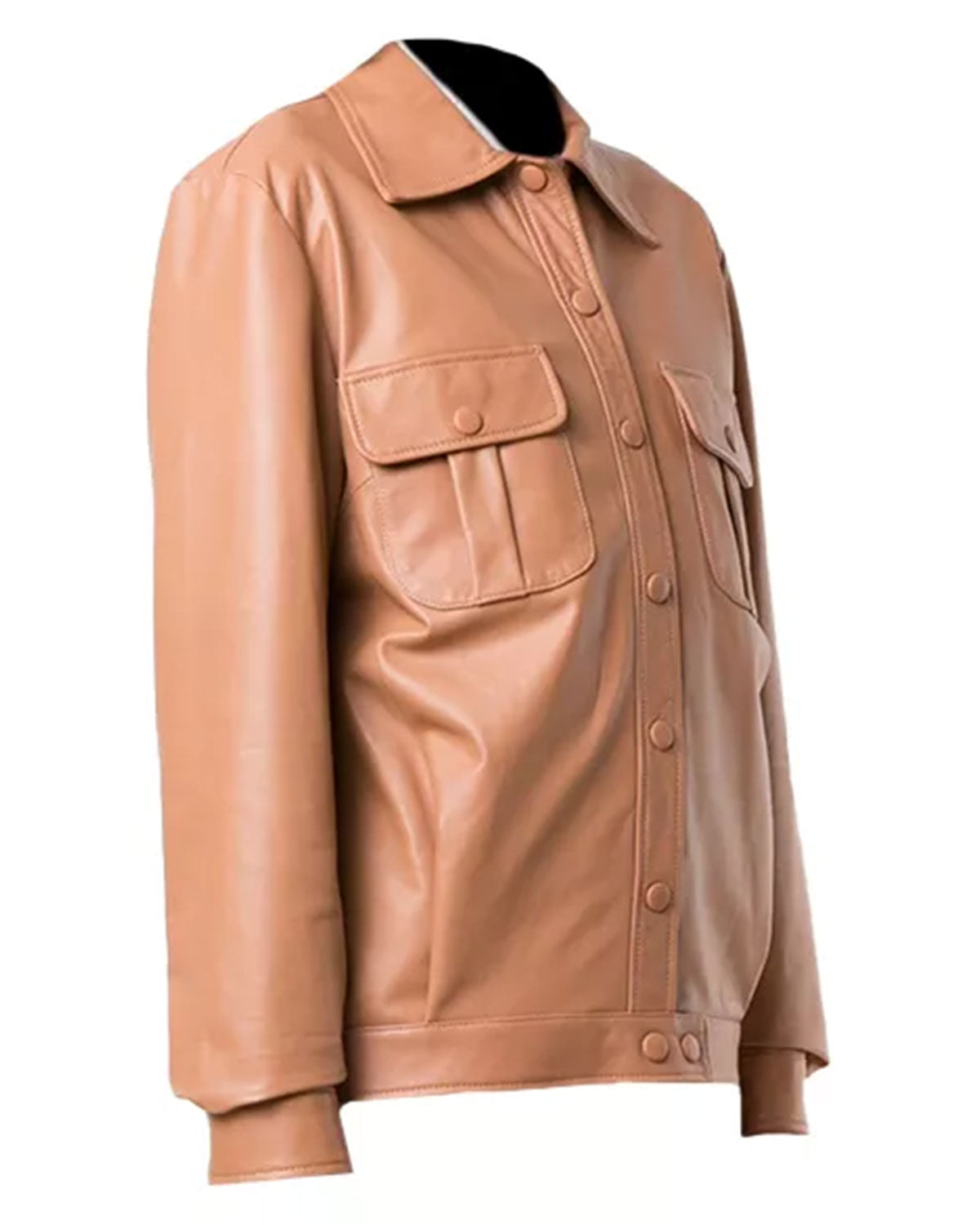 Womens Brown Leather Trucker Jacket