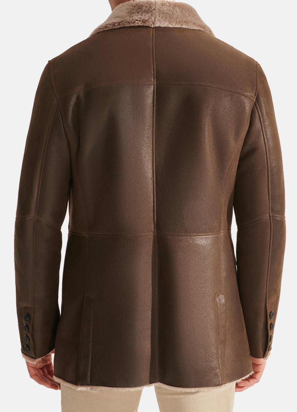 Mens Luxurious Brown Shearling Leather Coat