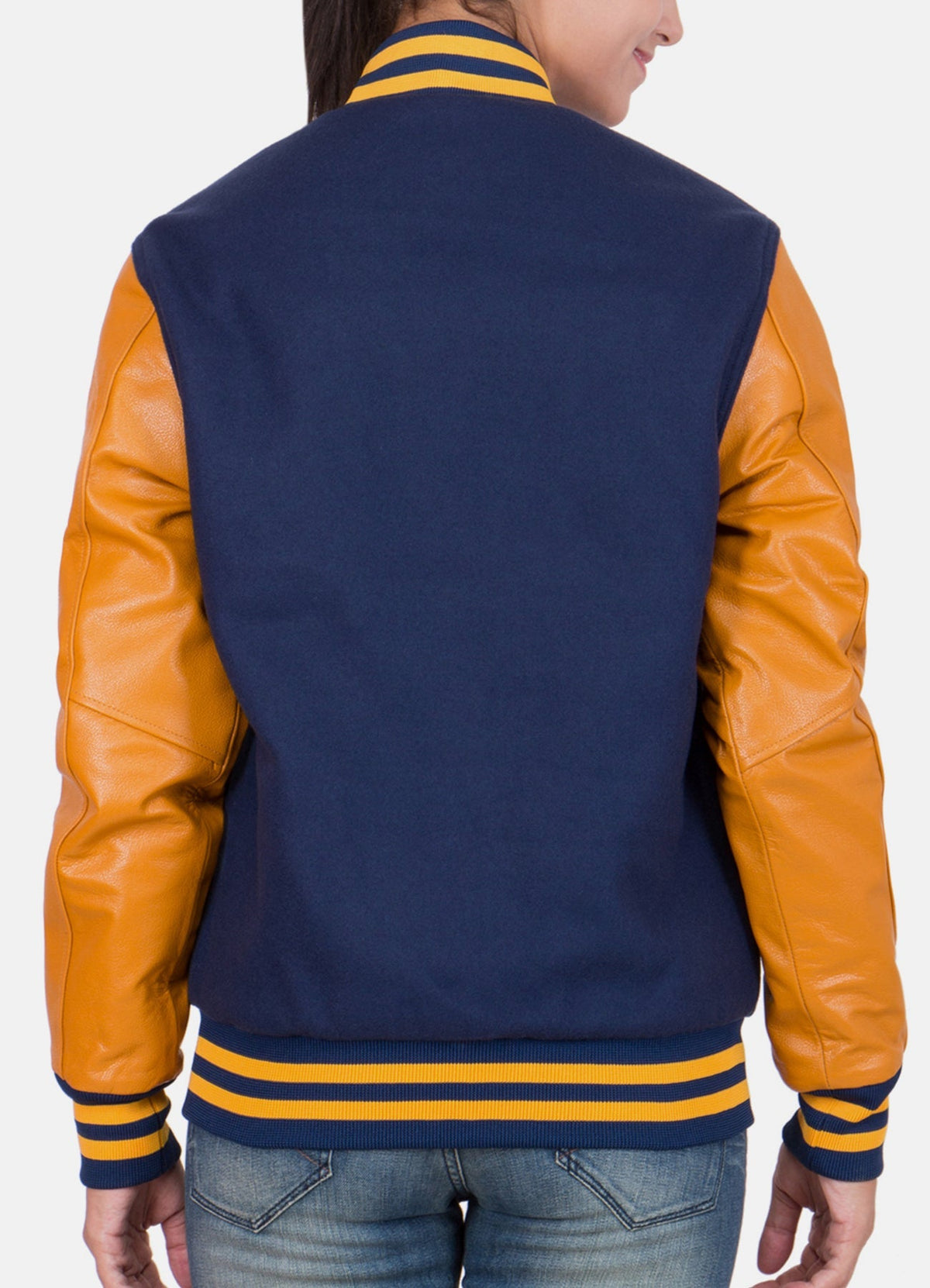 Womens Blue and Yellow Varsity Jacket