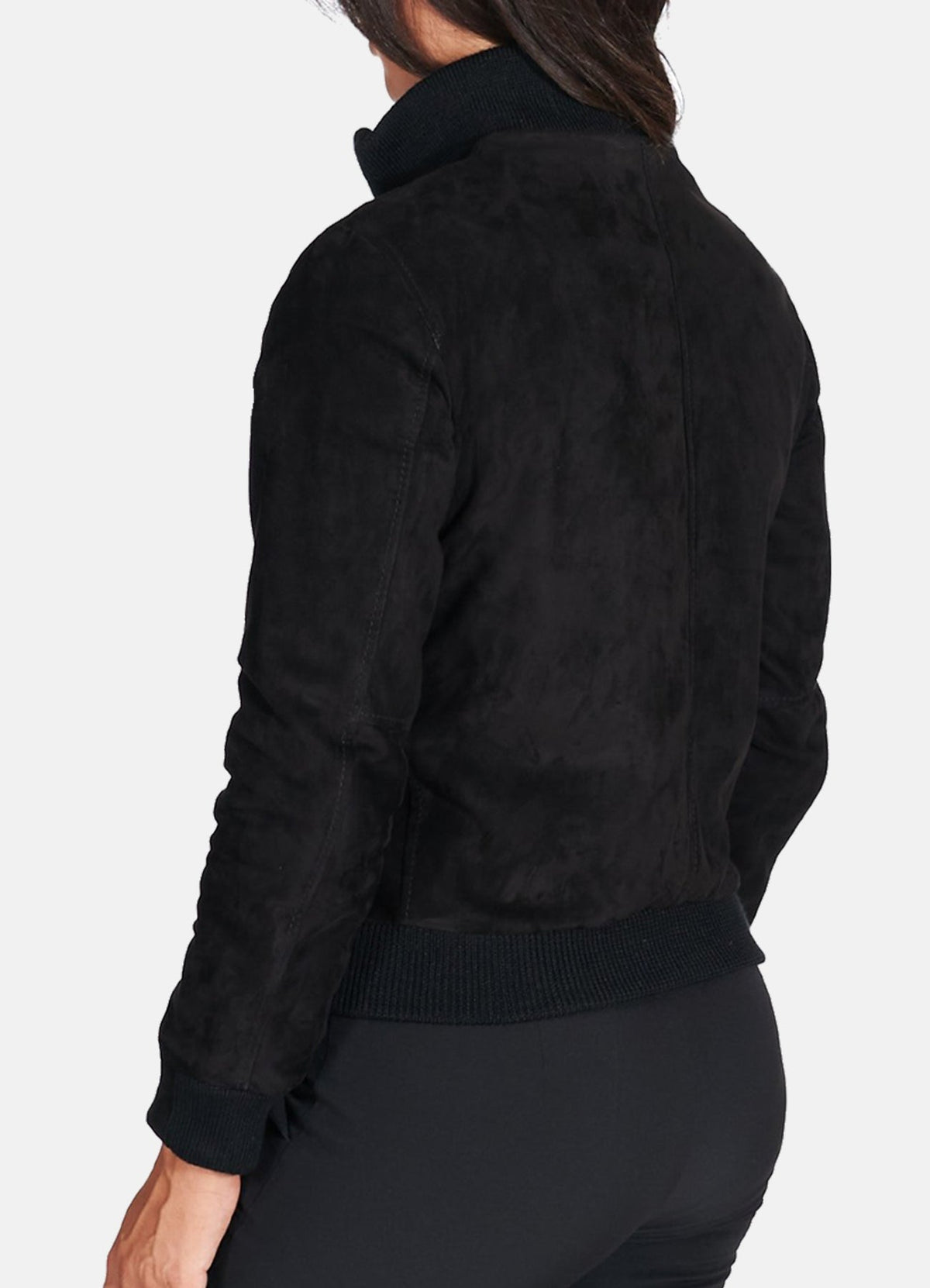 Womens Deep Black Suede Leather Jacket