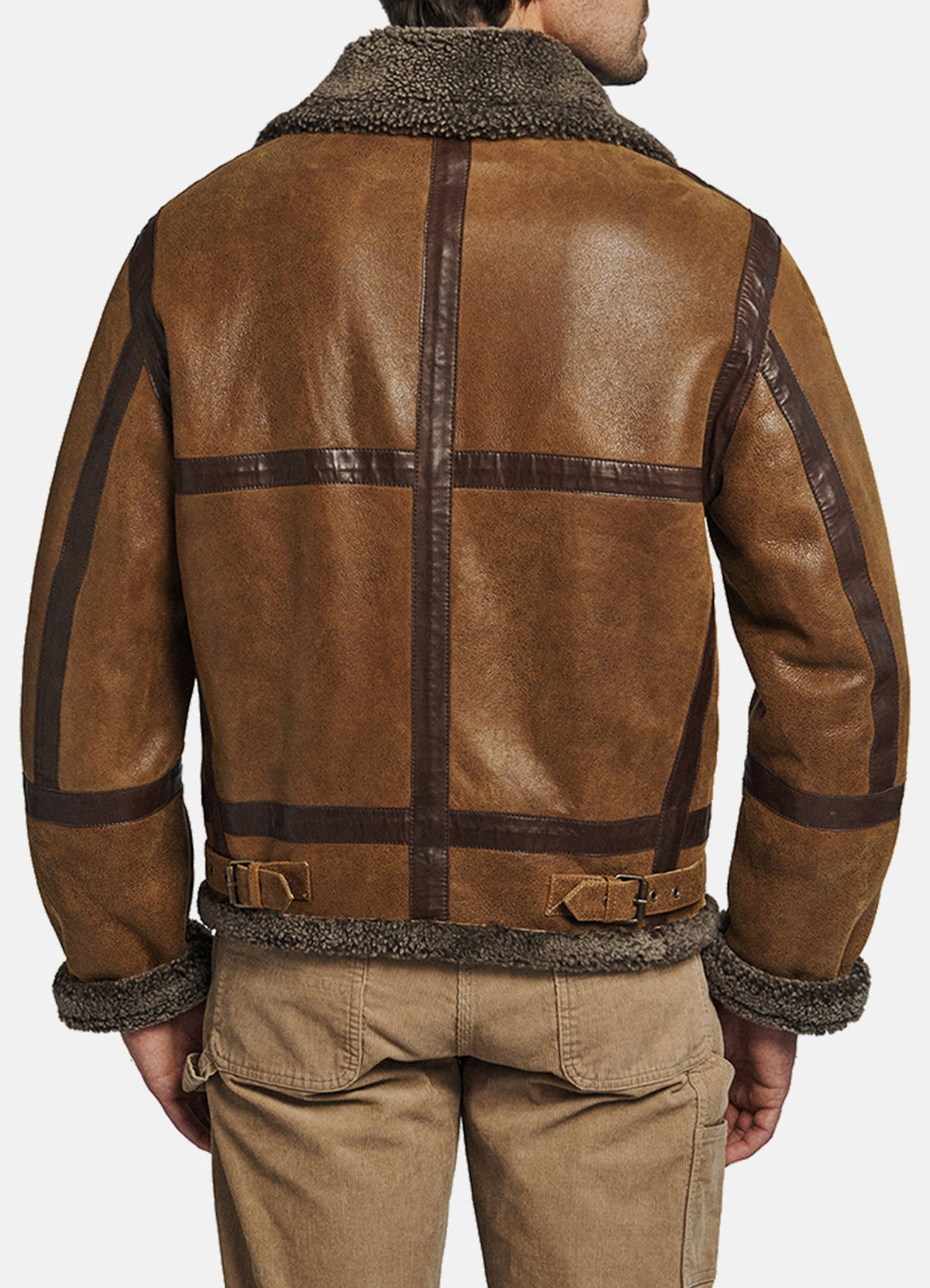 Mens Vintage Brown Shearling Leather Jacket