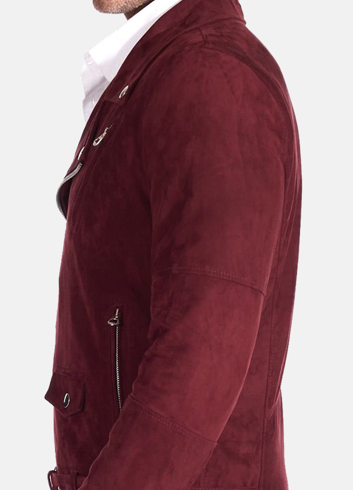 Mens Deep Maroon Suede Leather Jacket