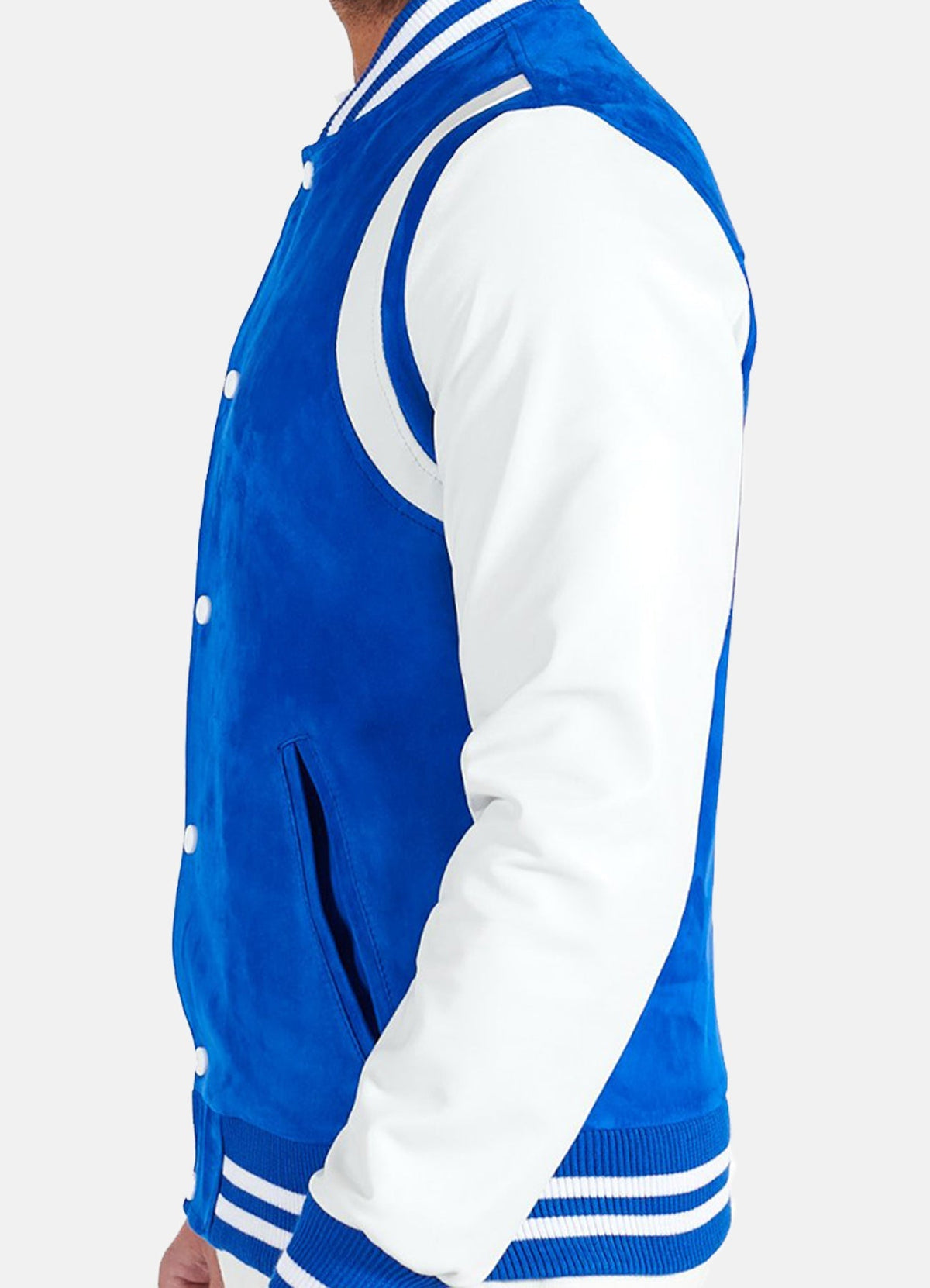 Mens Blue and White Varsity Jacket