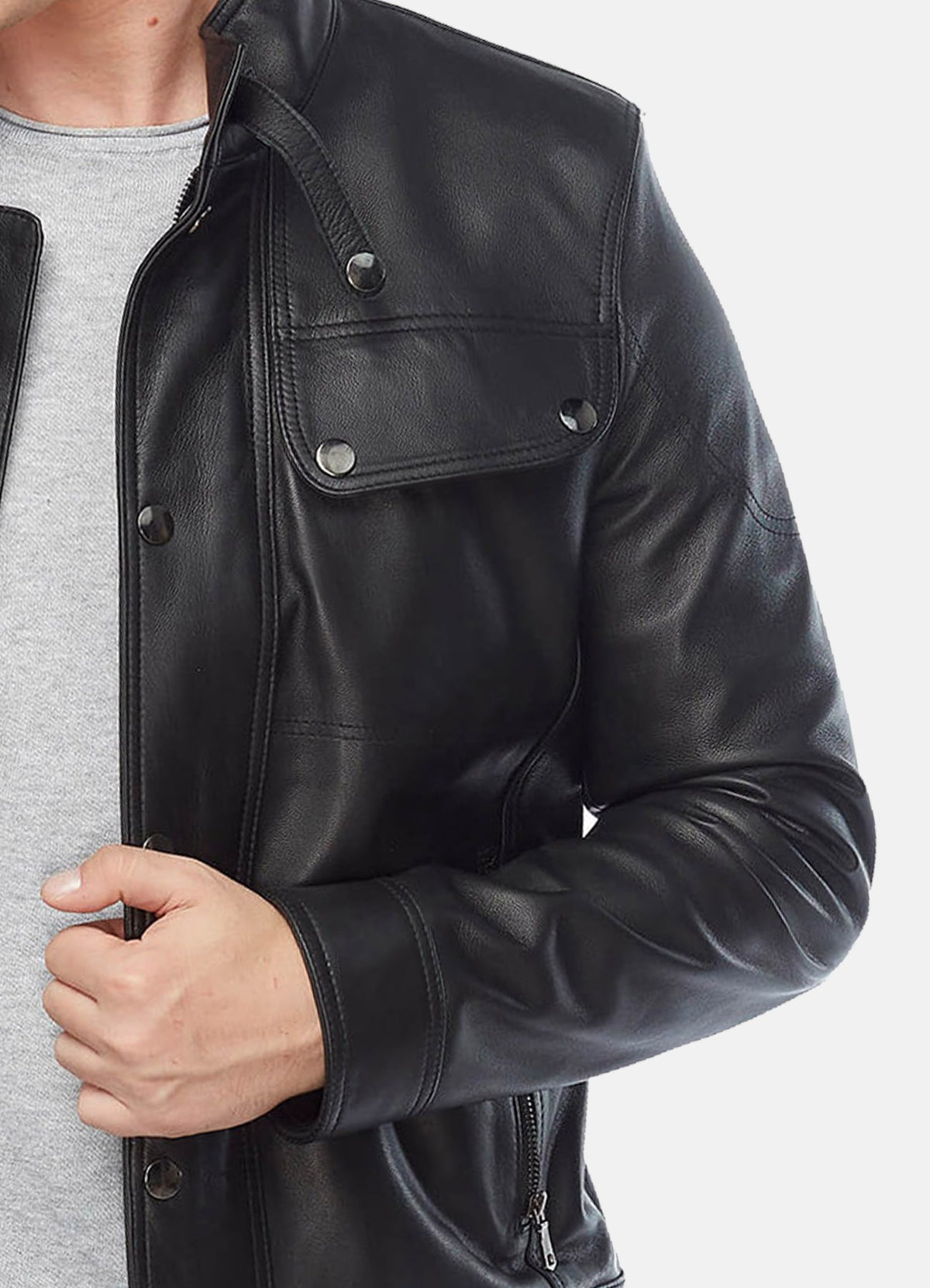 Mens Soft Black Biker Leather Jacket