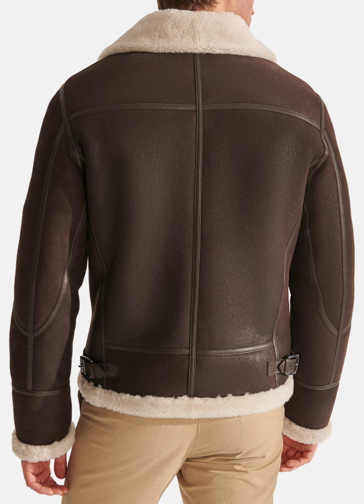 Mens Chocolate Brown Shearling Leather Jacket