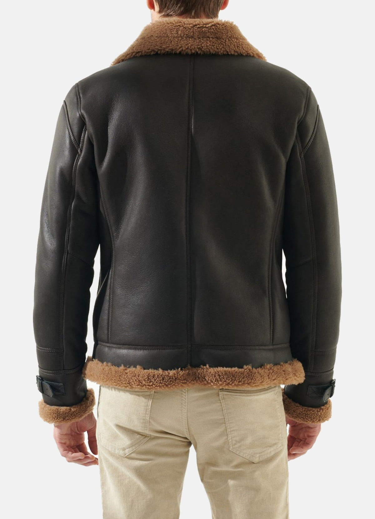 Mens Pitch Black Shearling Leather Jacket