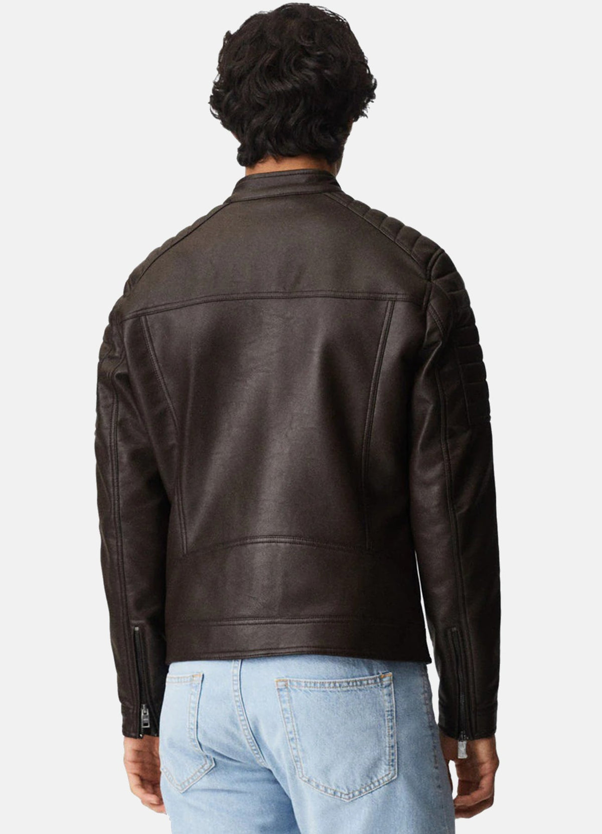 Mens Coco Brown Biker Leather Jacket