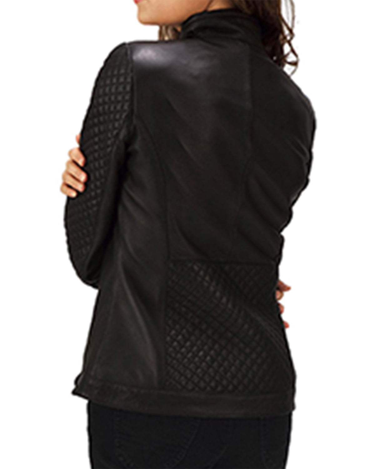 Women's Quilted Black Leather Jacket