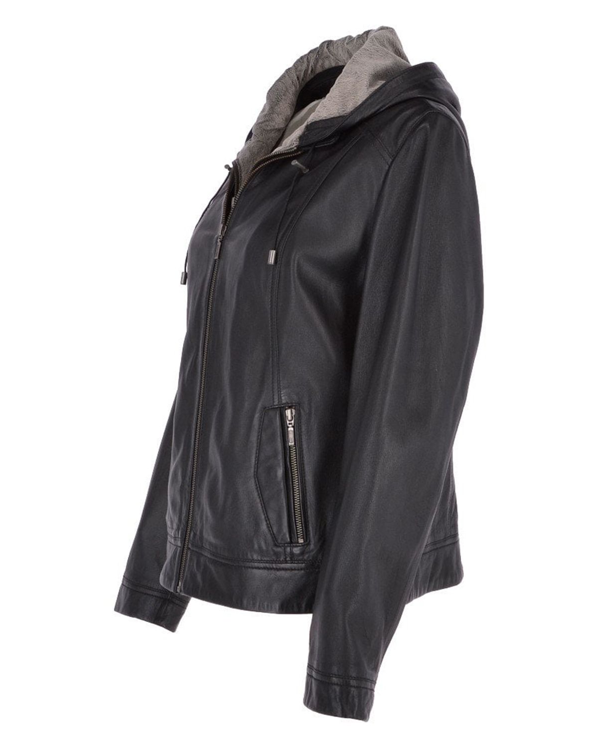 Women's Two-In-One Leather Hooded Jacket