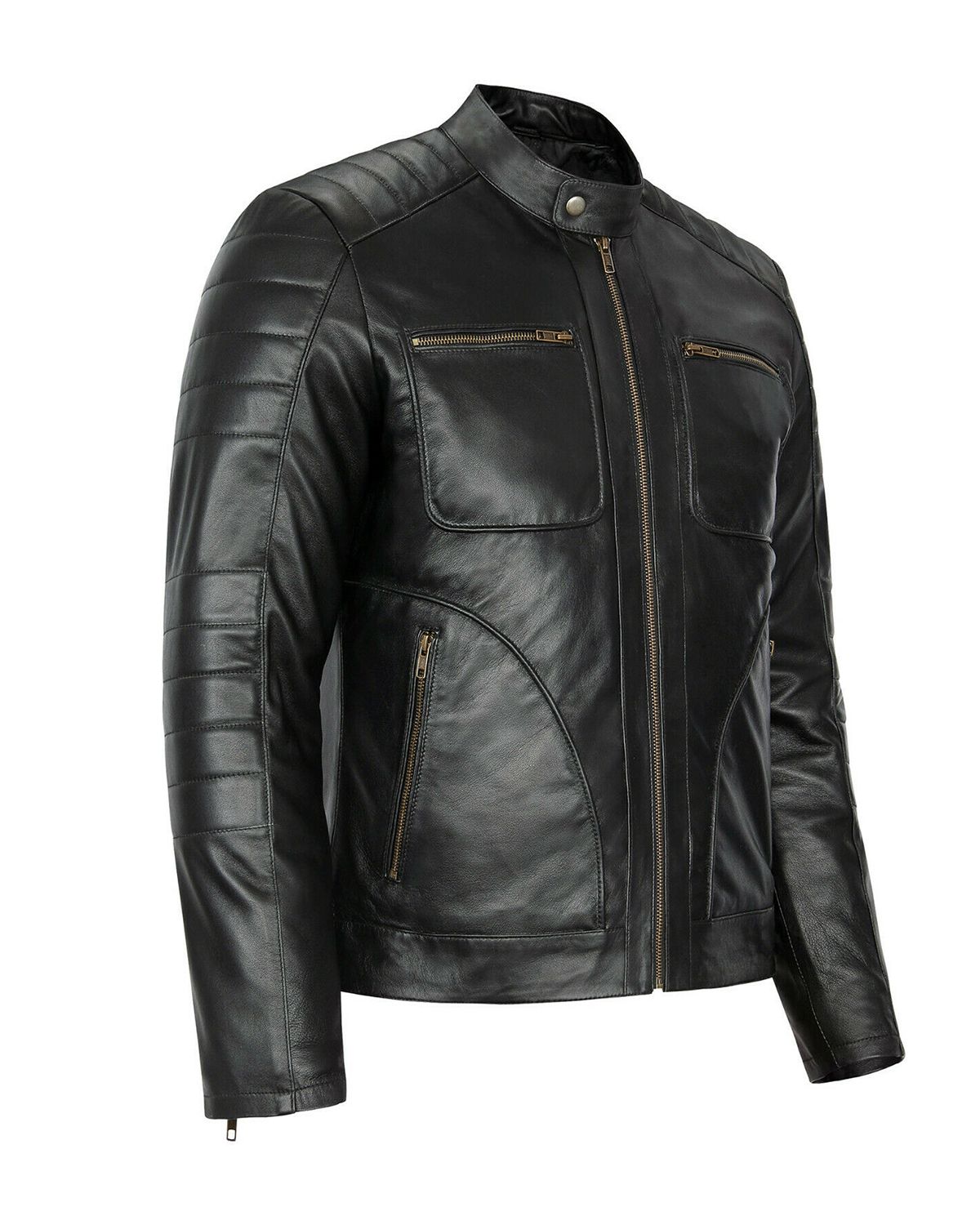 Men's Black Classic Biker Real Leather Jacket