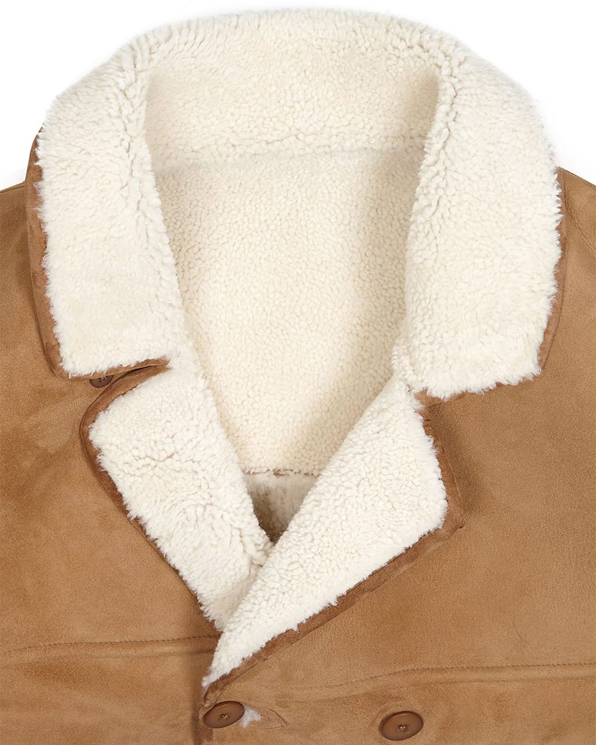 Men's Camel Brown Fur Shearling Real Leather Duffle Coat