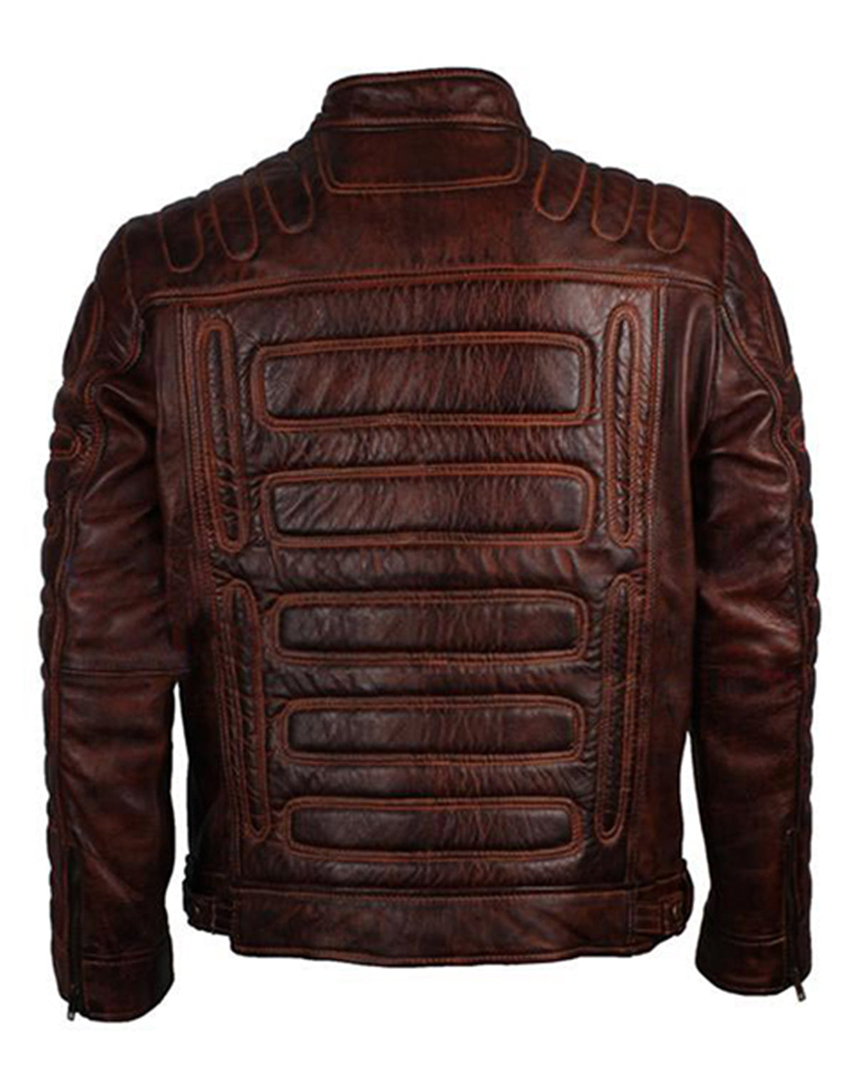 Cafe Racer Distressed Motorcycle Brown Leather Jacket For Men