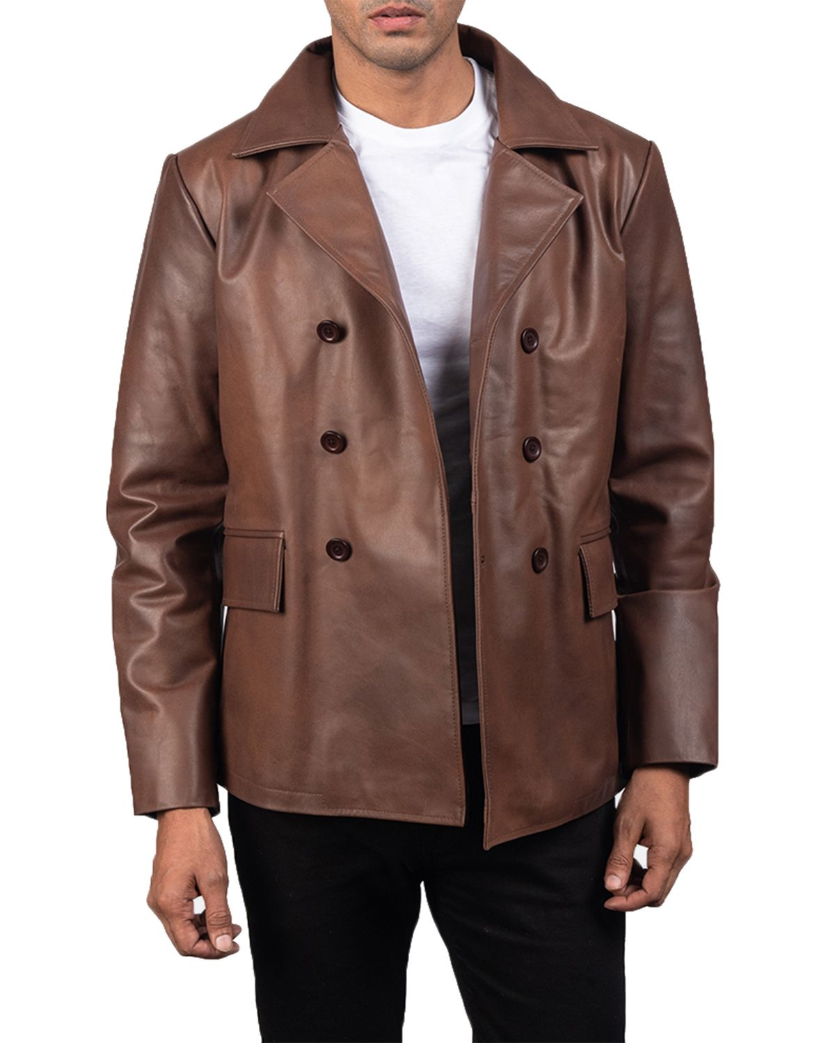 Men's Naval Real Leather Peacoat