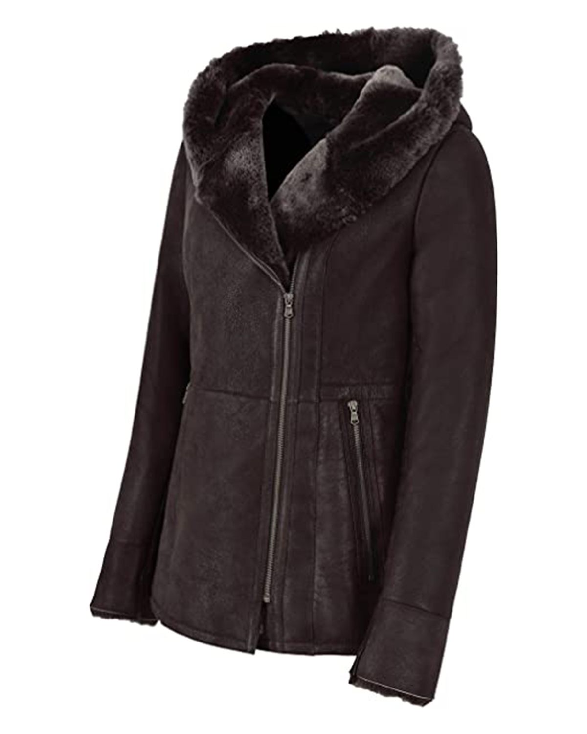 Women's Hooded Fur Shearling Long Jacket