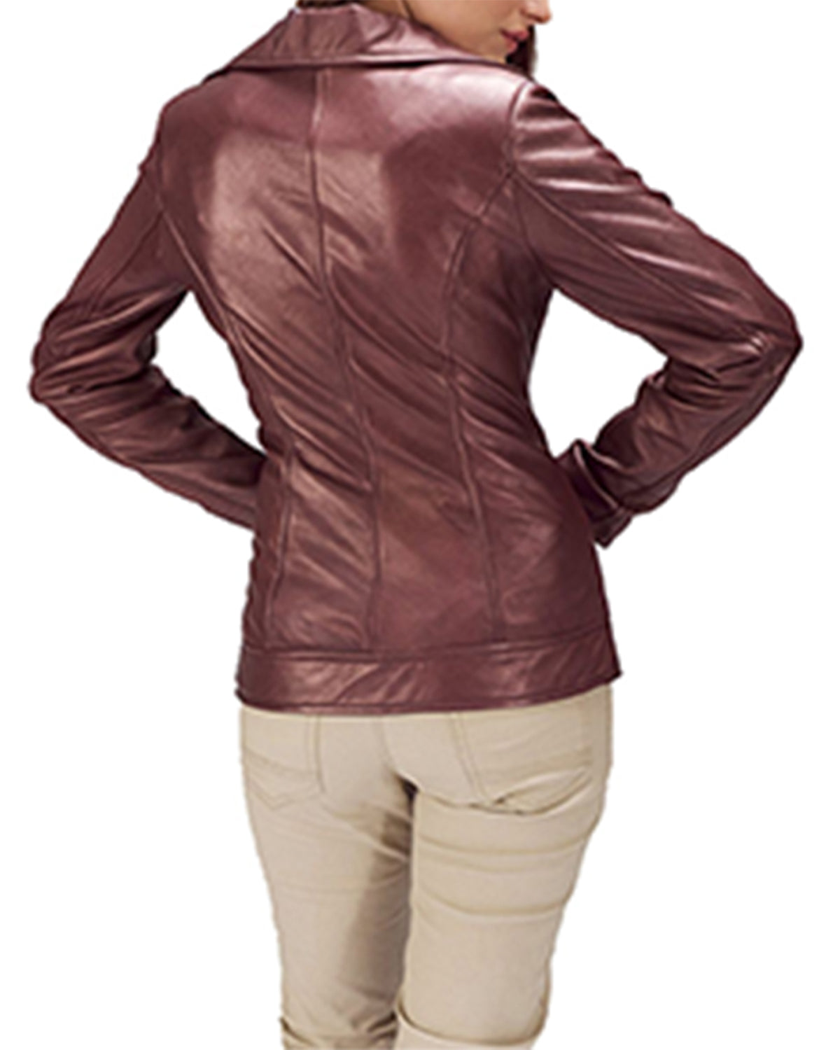 Women's Maroon Biker Leather Jacket