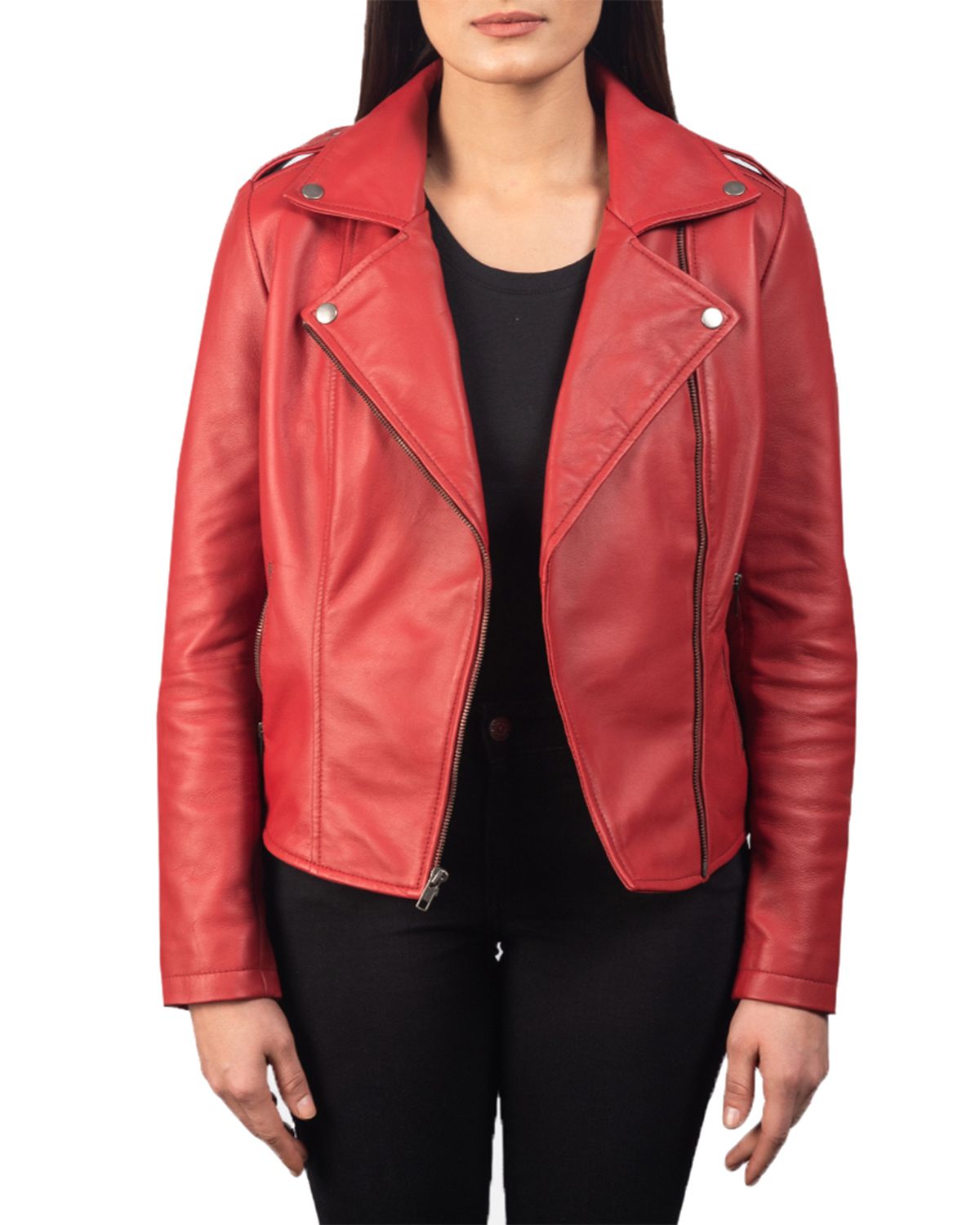 Women's Notch Collar Stylish Biker Leather Jacket