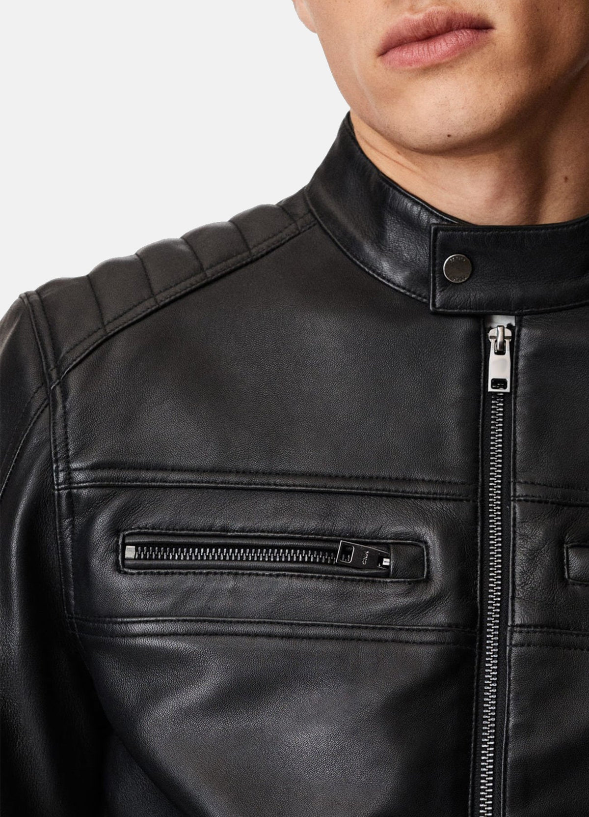 Mens Onyx Black Biker Leather Jacket