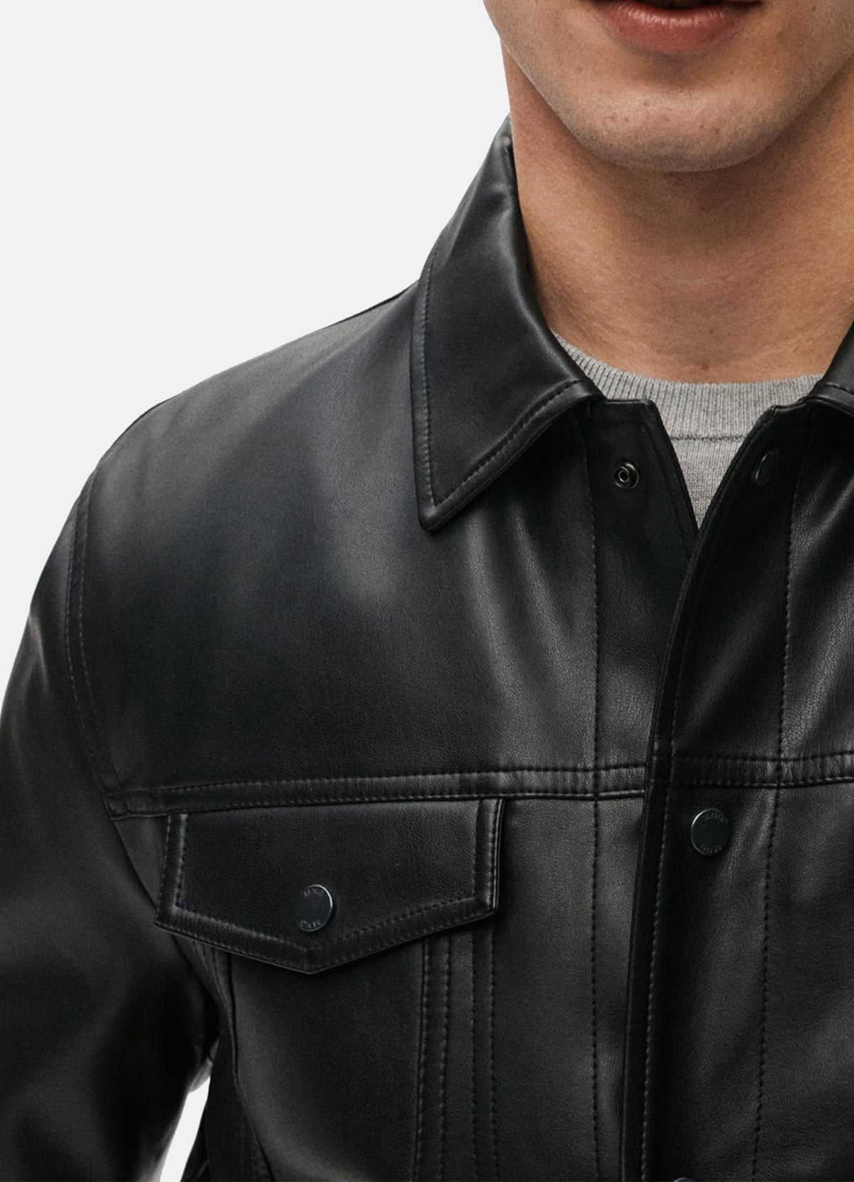 Mens Charcoal Black Biker Leather Jacket